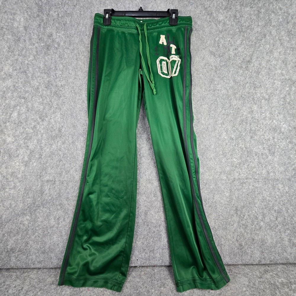 No Boundaries Track Pants Womens M Green Wide Leg All State 07 Graphic NB48TD46D